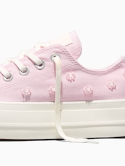 Converse Pink Chuck Taylor Lift Platform Beaded Low Trainers - Image 7 of 7