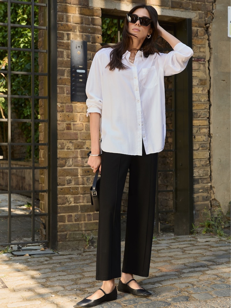 Baukjen Ebru Ponte Straight Leg Crop Caviar Black Trousers - صورة 2 من 3