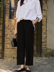 Baukjen Ebru Ponte Straight Leg Crop Caviar Black Trousers - صورة 3 من 3