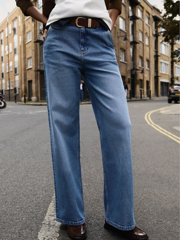Baukjen Blue Emery Stretch Wide Leg Jeans Mid Wash - Image 4 of 4 Baukjen Blue Emery Stretch Wide Leg Jeans Mid Wash - Image 4 of 4