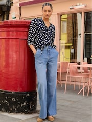 Baukjen Mini Blue Amalie Printed Tie Neck Blouse Polka - Image 3 of 5