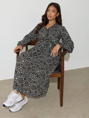 PixieGirl Petite Brown Folk Midaxi Dress - Image 2 of 5