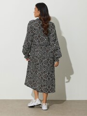 PixieGirl Petite Brown Folk Midaxi Dress - Image 3 of 5