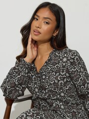 PixieGirl Petite Brown Folk Midaxi Dress - Image 4 of 5