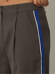 PixieGirl Petite Brown Side Stripe Wide Leg Trousers - Image 4 of 5