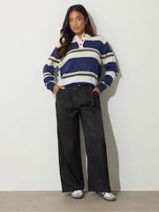 PixieGirl Petite Black Buckle Belt Wide Leg Trousers - Image 1 of 5