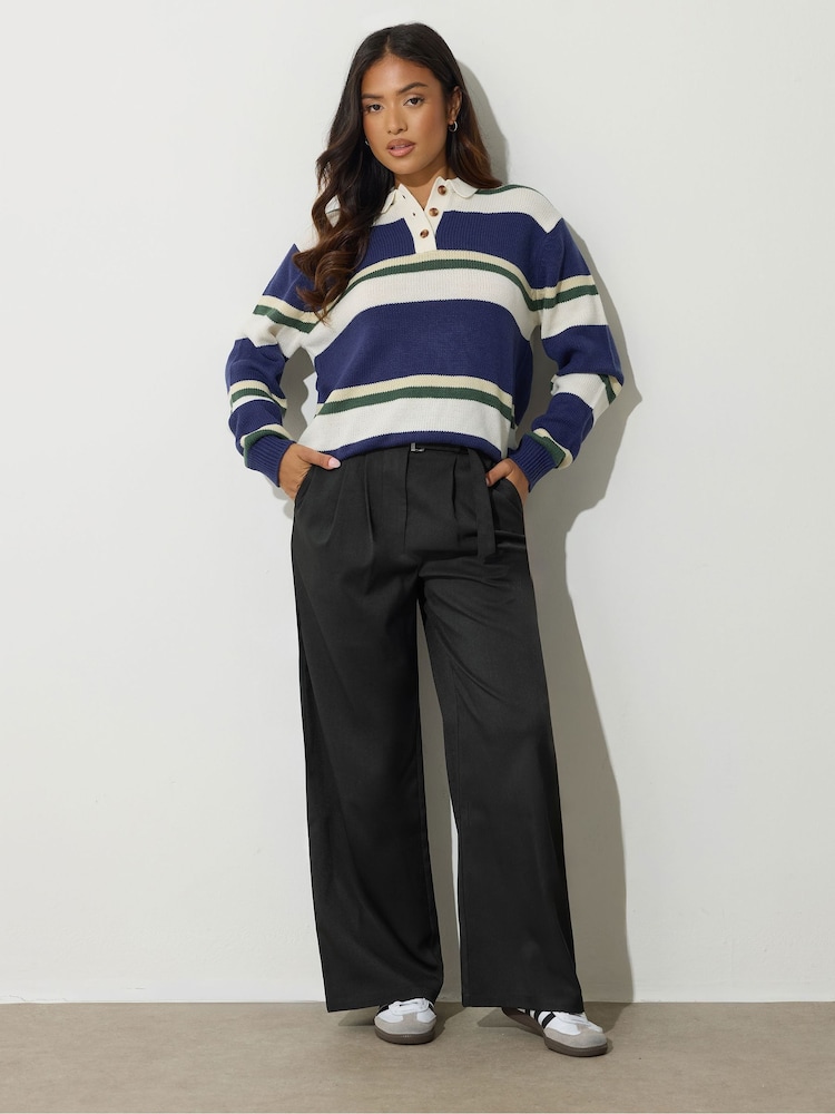 أسود - PixieGirl Petite Buckle Belt Wide Leg Trousers - صورة 1 من 5 أسود - PixieGirl Petite Buckle Belt Wide Leg Trousers - صورة 1 من 5