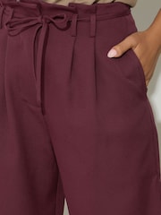 PixieGirl Petite Red Paper Bag Tie Wide Leg Trousers - Image 4 of 5