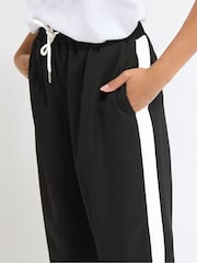 PixieGirl Petite Black Side Stripe Wide Leg Trousers - Image 4 of 5
