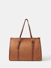Accessorize Brown Buckle Strap Suedette Shoulder Bag - Image 1 of 4