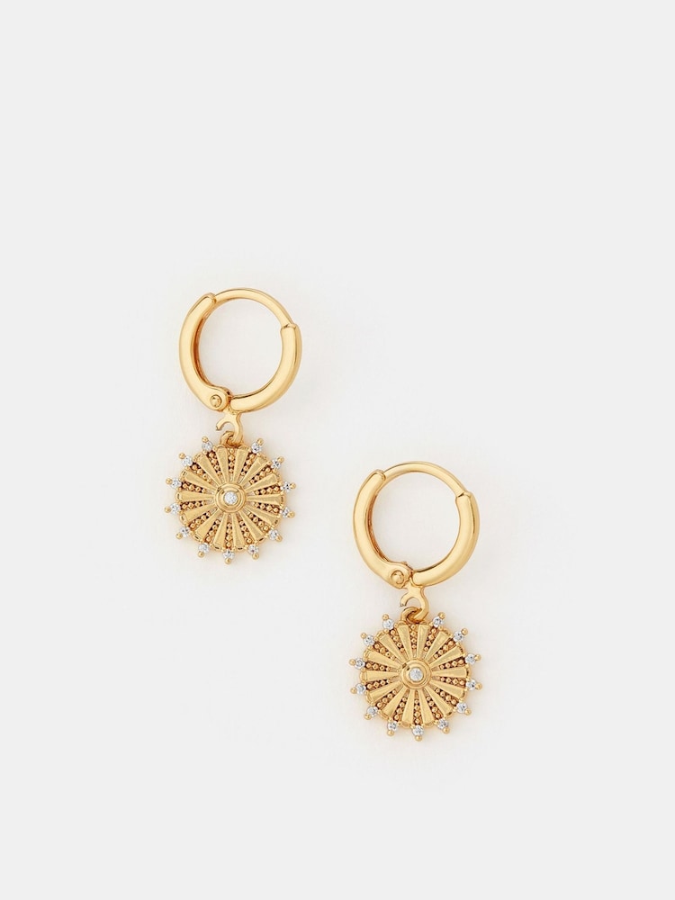 Accessorize 14ct Gold Sun Drop Earrings - Image 1 of 2