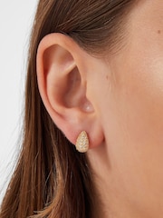 Accessorize 14ct Gold Diamanté Curve Teardrop Earrings - Image 2 of 2