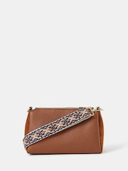 Accessorize Brown Webbing Strap Suedette Cross-Body Bag - Image 1 of 5