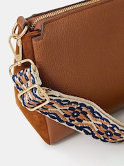 Accessorize Brown Webbing Strap Suedette Cross-Body Bag - Image 4 of 5