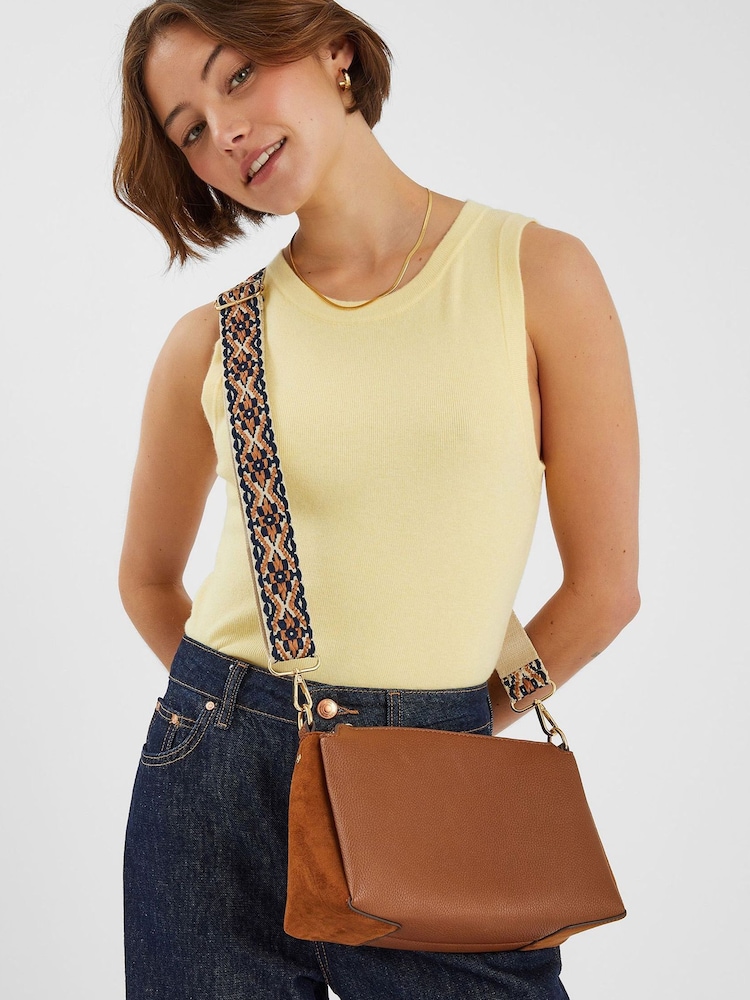 Accessorize Brown Webbing Strap Suedette Cross-Body Bag - Image 5 of 5