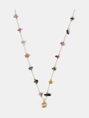 Accessorize 14ct Gold Semi-Precious Nugget Station Necklace - Image 1 of 2