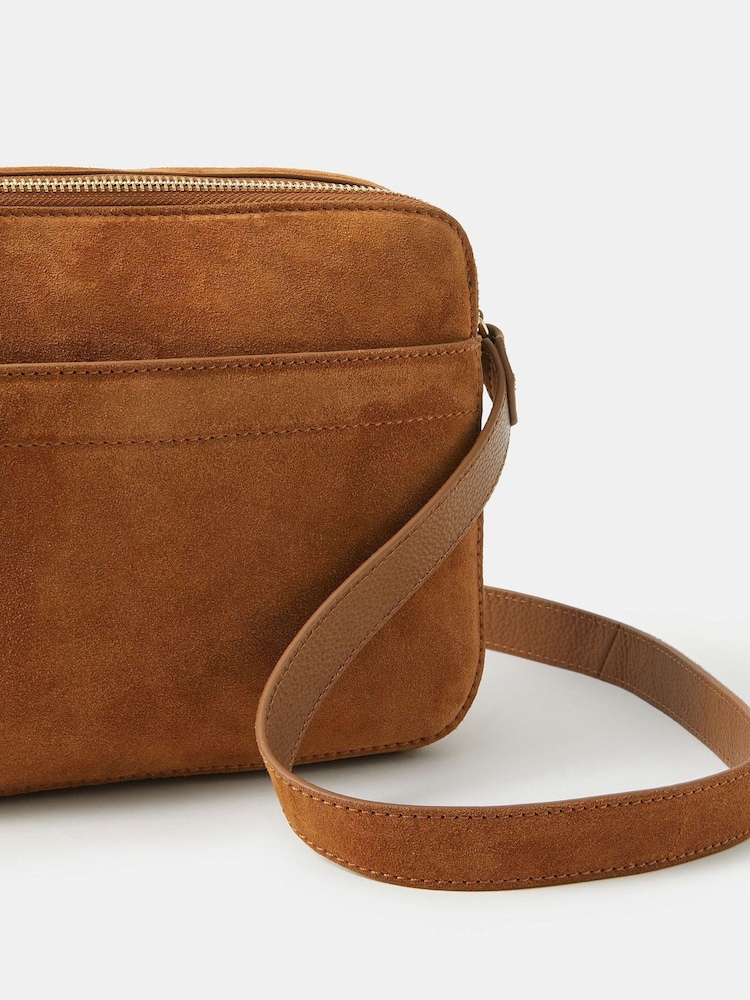Accessorize Brown Small Suede Cross-Body Bag