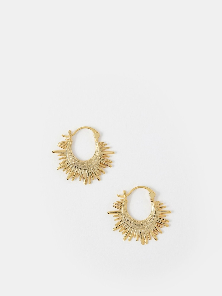 Accessorize 14ct Gold Sun Beam Hoop Earrings - Image 1 of 3