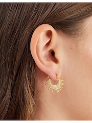 Accessorize 14ct Gold Sun Beam Hoop Earrings - Image 3 of 3