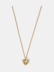Accessorize 14ct Gold Chunky Heart Print Pendant Necklace - Image 1 of 2