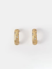 Accessorize 14ct Gold Star Diamanté Hoop Earrings - Image 1 of 3