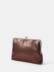 Accessorize Brown Large Metallic Clip Frame Clutch Bag - Image 2 of 5