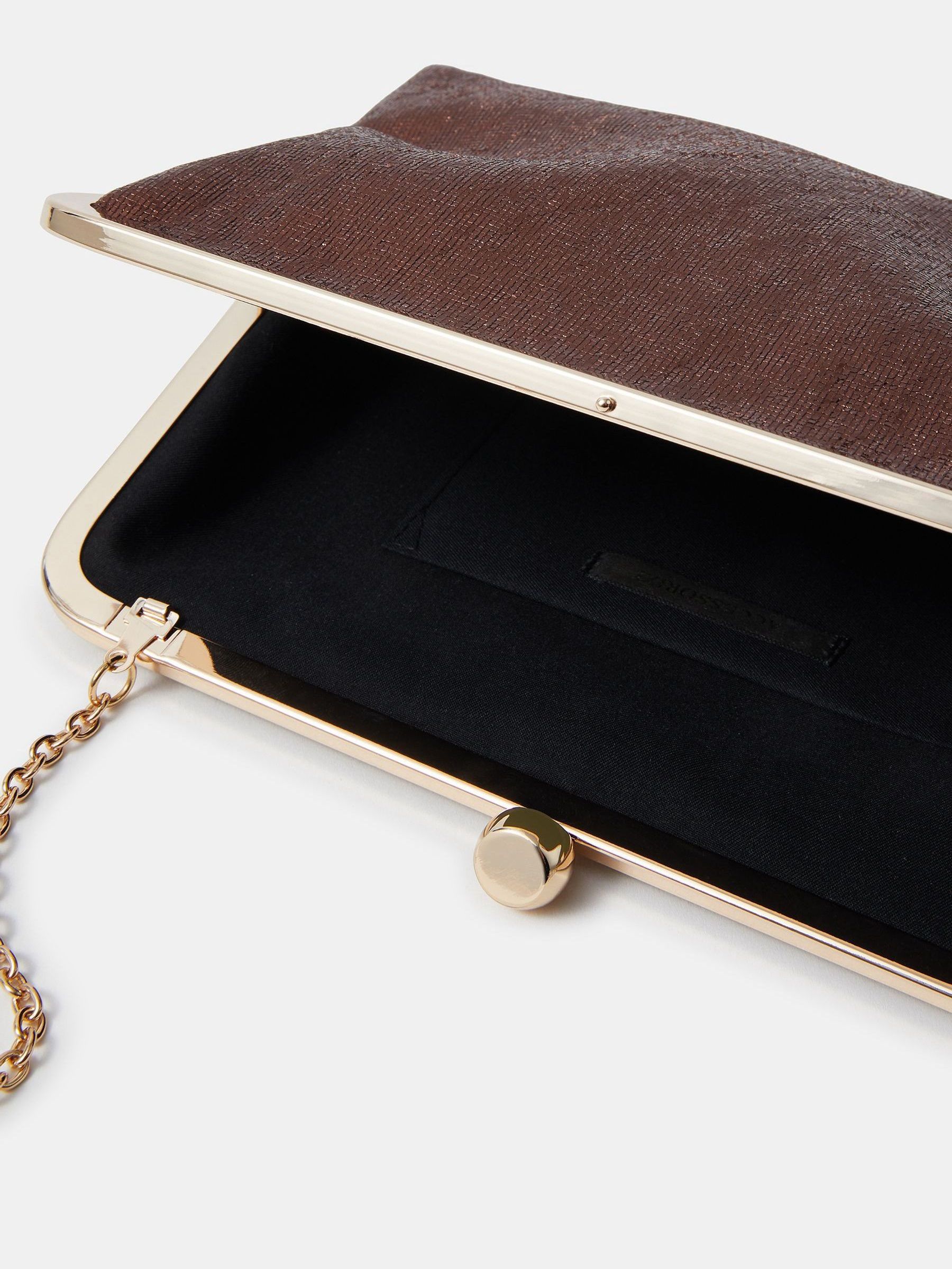 Next：日本 Accessorize 大きめ メタリック がま口 クラッチバッグ