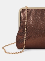 Accessorize Brown Large Metallic Clip Frame Clutch Bag - Image 4 of 5