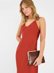 Accessorize Brown Large Metallic Clip Frame Clutch Bag - Image 5 of 5
