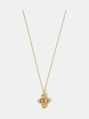 Accessorize 14ct Gold Ridge Cross Pendant Necklace - Image 1 of 2