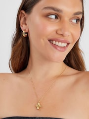 Accessorize 14ct Gold Ridge Cross Pendant Necklace - Image 2 of 2