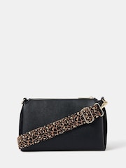 Accessorize Black Webbing Strap Suedette Cross-Body Bag - Image 1 of 4