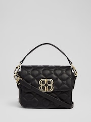 LK Bennett Black Florence Patent Curve Flap Clutch Bag - Image 1 of 5