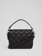 LK Bennett Black Florence Patent Curve Flap Clutch Bag - Image 2 of 5