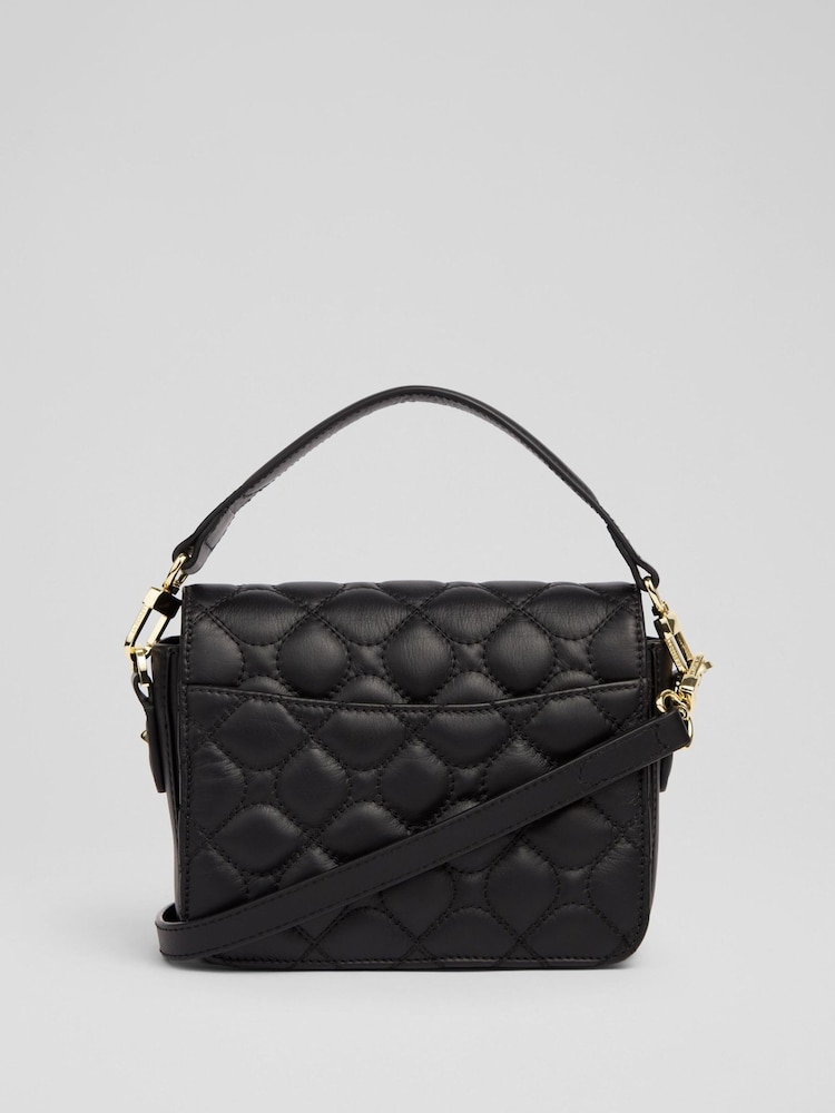 LK Bennett Black Florence Patent Curve Flap Clutch Bag - Image 2 of 5