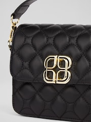 LK Bennett Black Florence Patent Curve Flap Clutch Bag - Image 3 of 5
