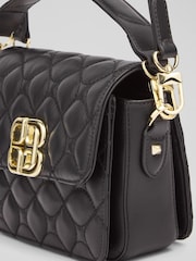 LK Bennett Black Florence Patent Curve Flap Clutch Bag - Image 4 of 5