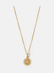 Accessorize 14ct Gold Sun Pendant Necklace - Image 1 of 1