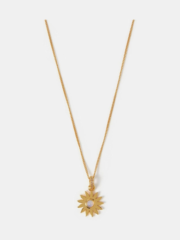 Accessorize 14ct Gold Sun Pendant Necklace - Image 1 of 1