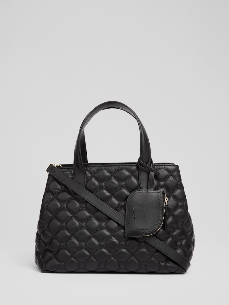 LK Bennett Black Juliette Smooth Leather Quilted Tote Bag - Image 1 of 6
