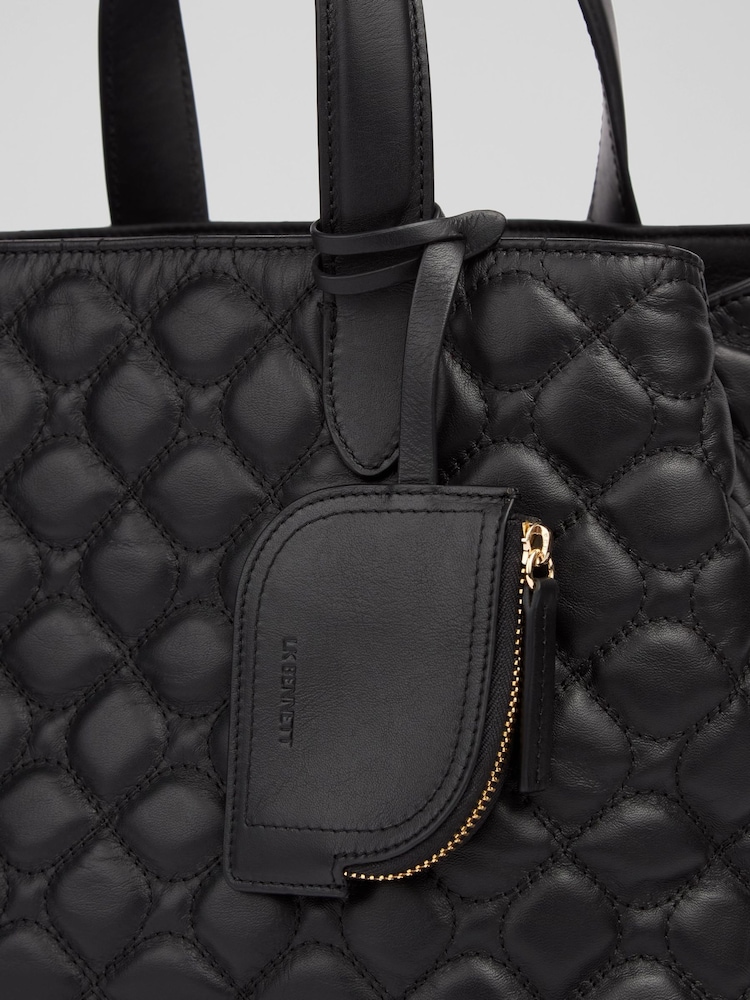 LK Bennett Black Juliette Smooth Leather Quilted Tote Bag - Image 2 of 6