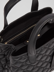 LK Bennett Black Juliette Smooth Leather Quilted Tote Bag - Image 4 of 6