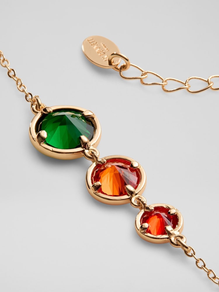 LK Bennett Green Jeanie Crystal and Gold Plating Three Drop Repeat Necklace - Image 2 of 2 LK Bennett Green Jeanie Crystal and Gold Plating Three Drop Repeat Necklace - Image 2 of 2