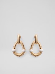 LK Bennett Silver Tone Romy Ribbed Enamel Mix Earrings - Image 1 of 1