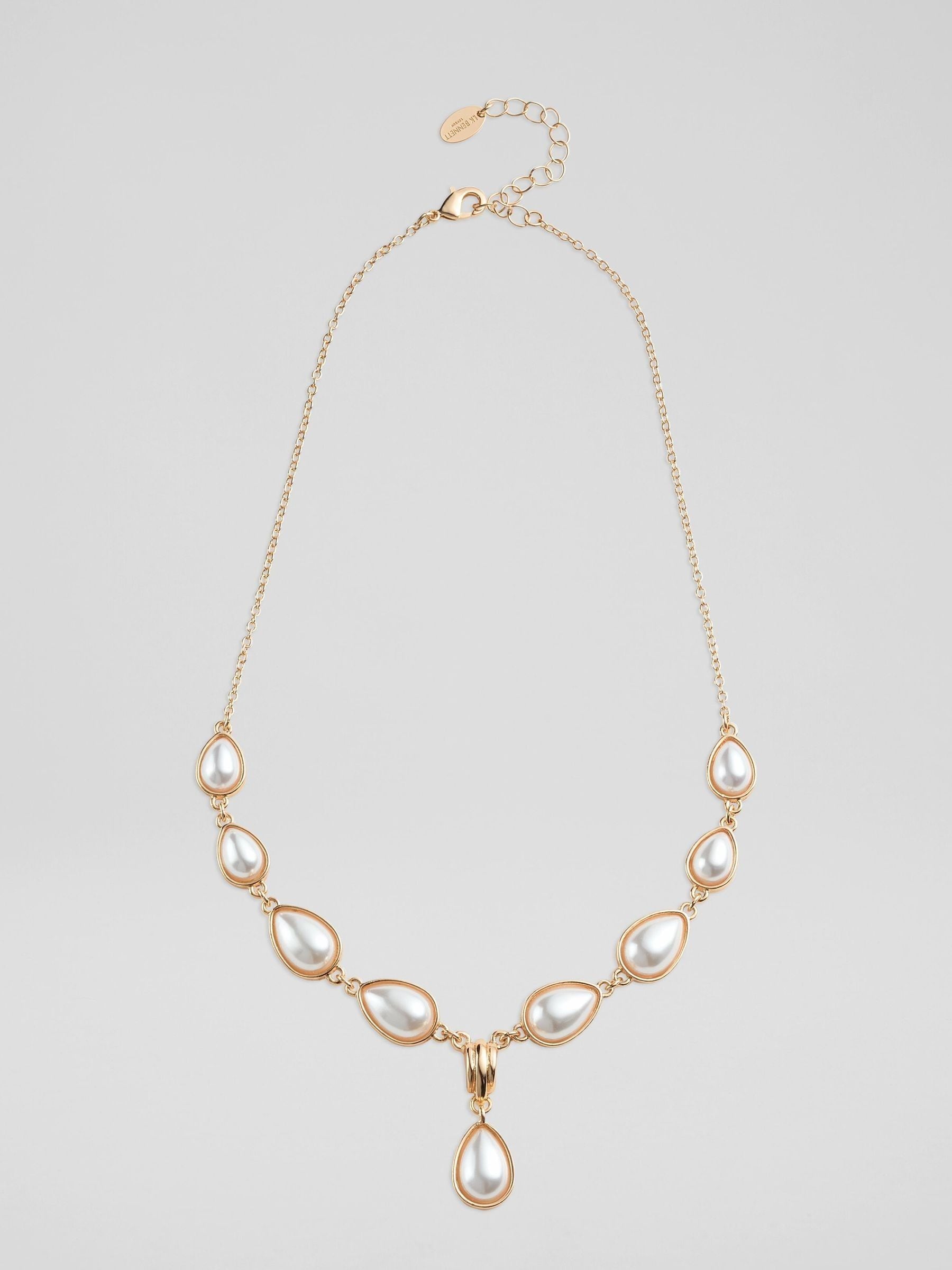 LK Bennett Metallic Pearl Drop Necklace