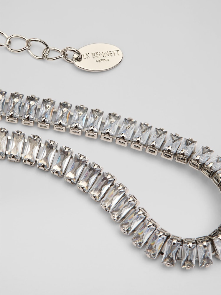 LK Bennett Silver Tone Aria Metal Pearl Drop Necklace - Image 2 of 2