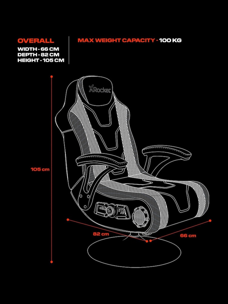X Rocker Black Monsoon RGB 41 Stereo Audio Gaming Chair With Vib Lighting - Image 6 of 6