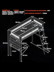 X Rocker Black Icarus XL Gaming High Sleeper With Desk - Image 6 of 6