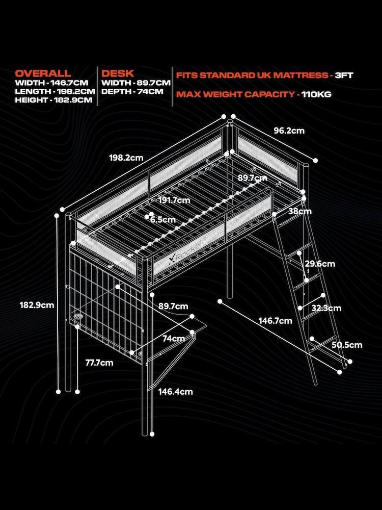 X Rocker Black Icarus XL Gaming High Sleeper With Desk - Image 6 of 6