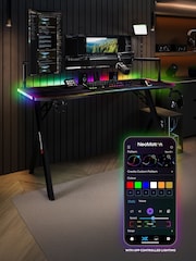 X Rocker Black XL Lumio Gaming Desk With 3 Sided App Controlled Lighting - Image 1 of 6